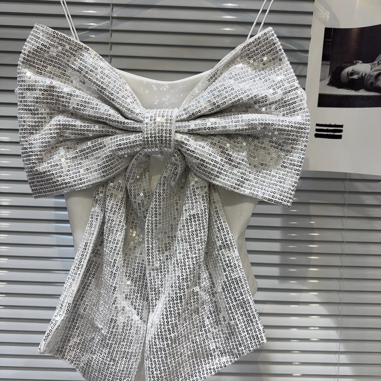 Sequined Big Bow Top