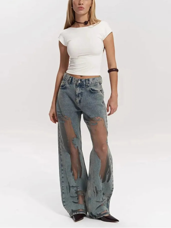 Ines Distressed Ripped Jeans