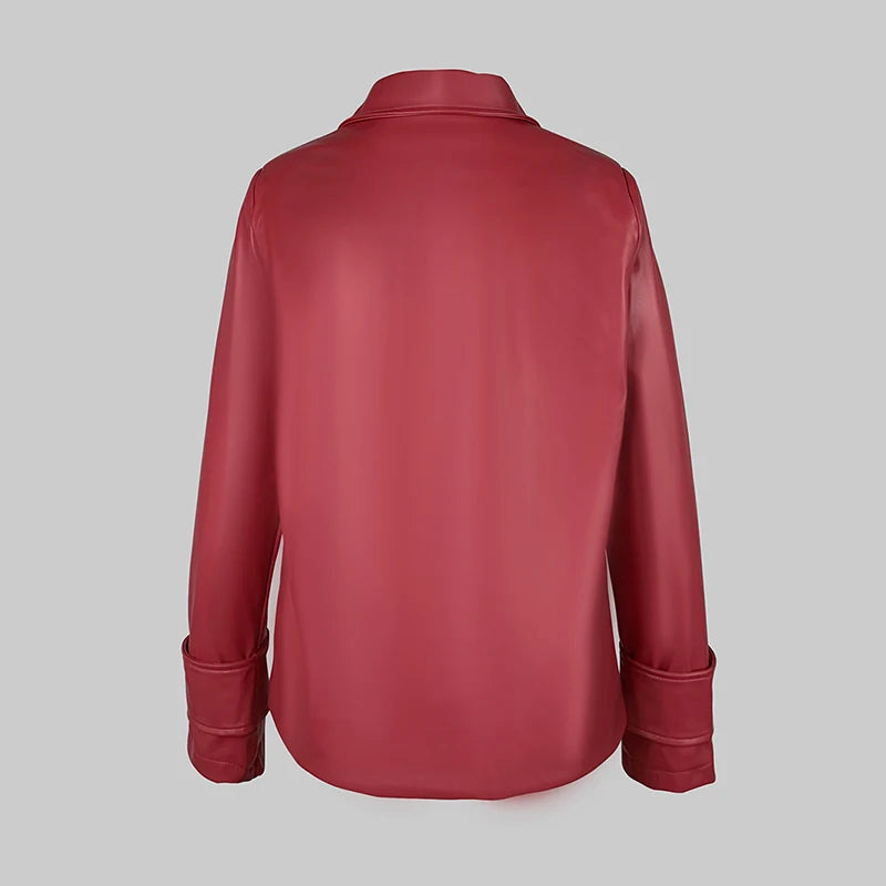 Red Faux Leather Jacket