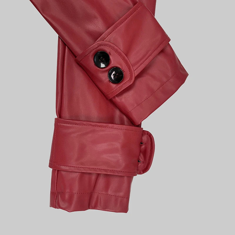 Red Faux Leather Jacket