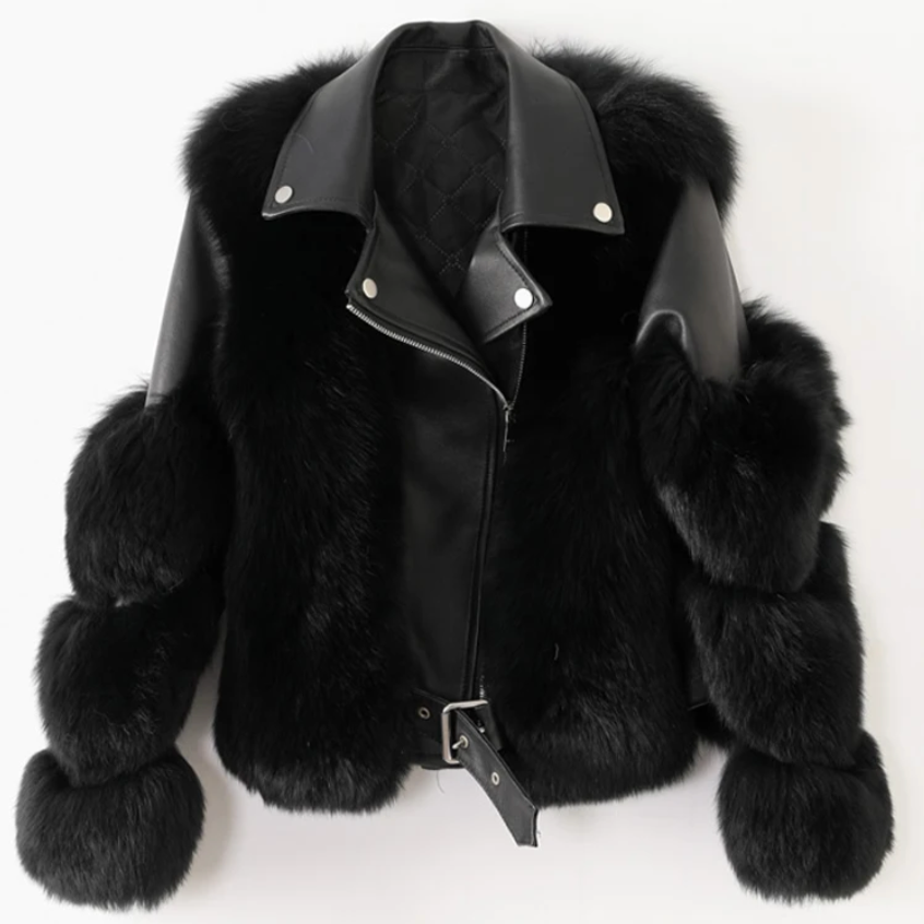 Leather and mink jacket discount