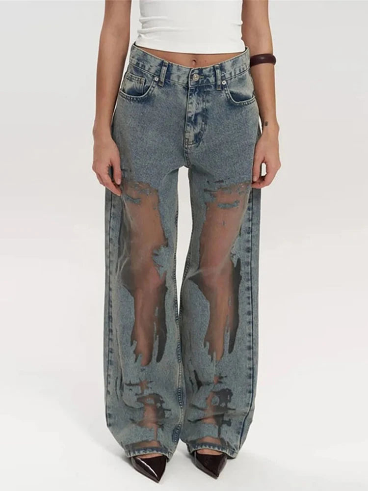 Ines Distressed Ripped Jeans