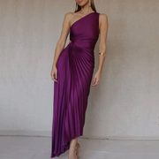 One Shoulder Pleated Dress