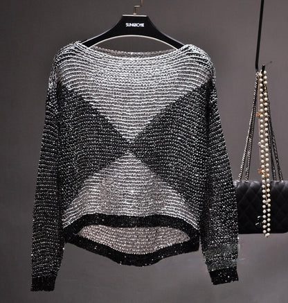 Sequined Long-Sleeve Top