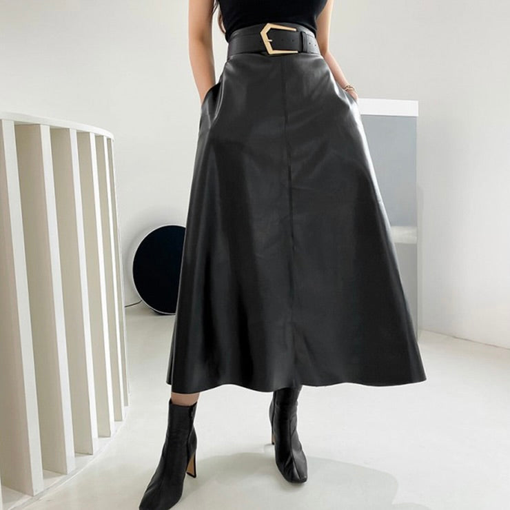 Leather Long Skirt