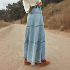 Ava Tiered Denim Maxi Skirt