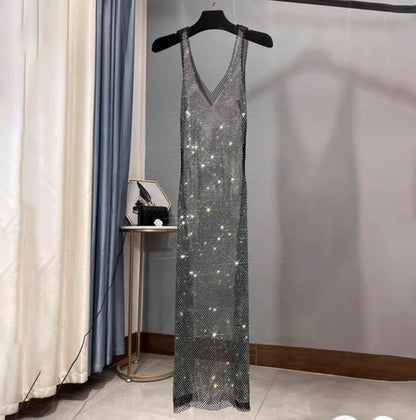 Deep V-neck Sparkling Dress