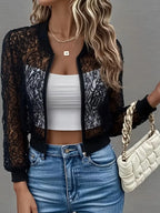Celina Crop Lace Bomber