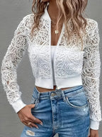 Celina Crop Lace Bomber