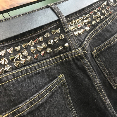 Rivet Beading Denim Shorts