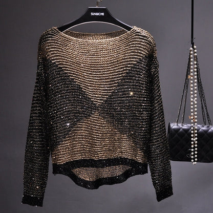 Sequined Long-Sleeve Top