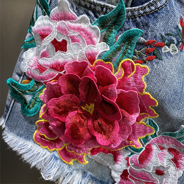 Flower Denim Shorts