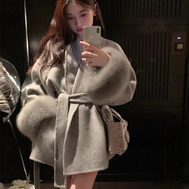 Aureline Fox Fur Wool Coat
