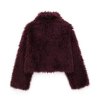 Amara Burgundy Faux Fur Cardigan