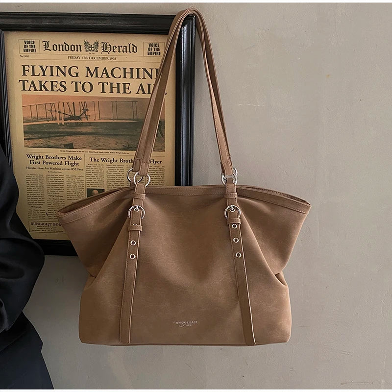 Mirella Suede Buckle Tote Bag