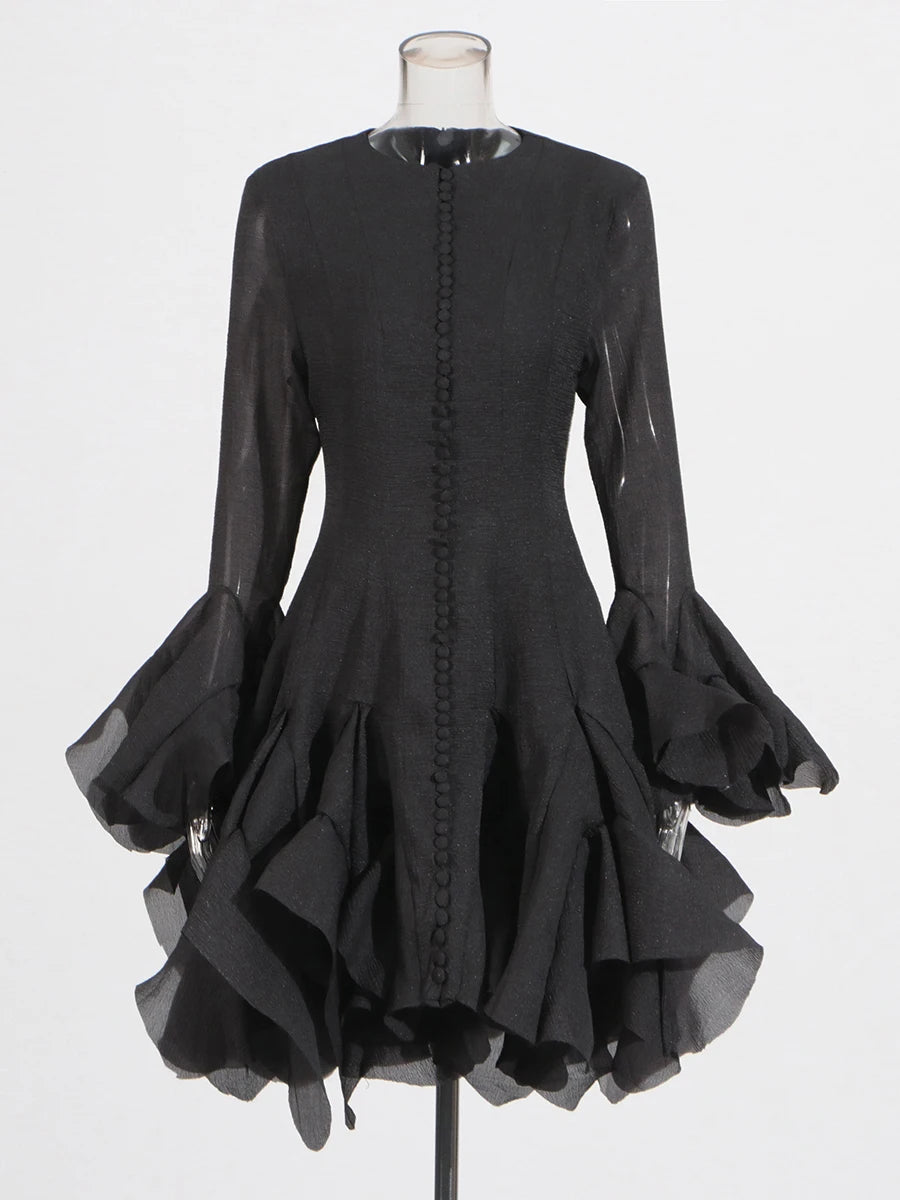 Women’s High Waist Ruffle Dress