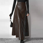 Women’s High Waist Leather Long Skirt
