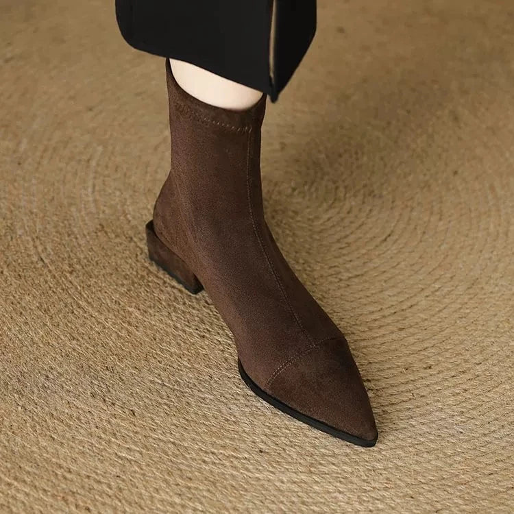 Luna Pointed Toe Low Heel Ankle Boots