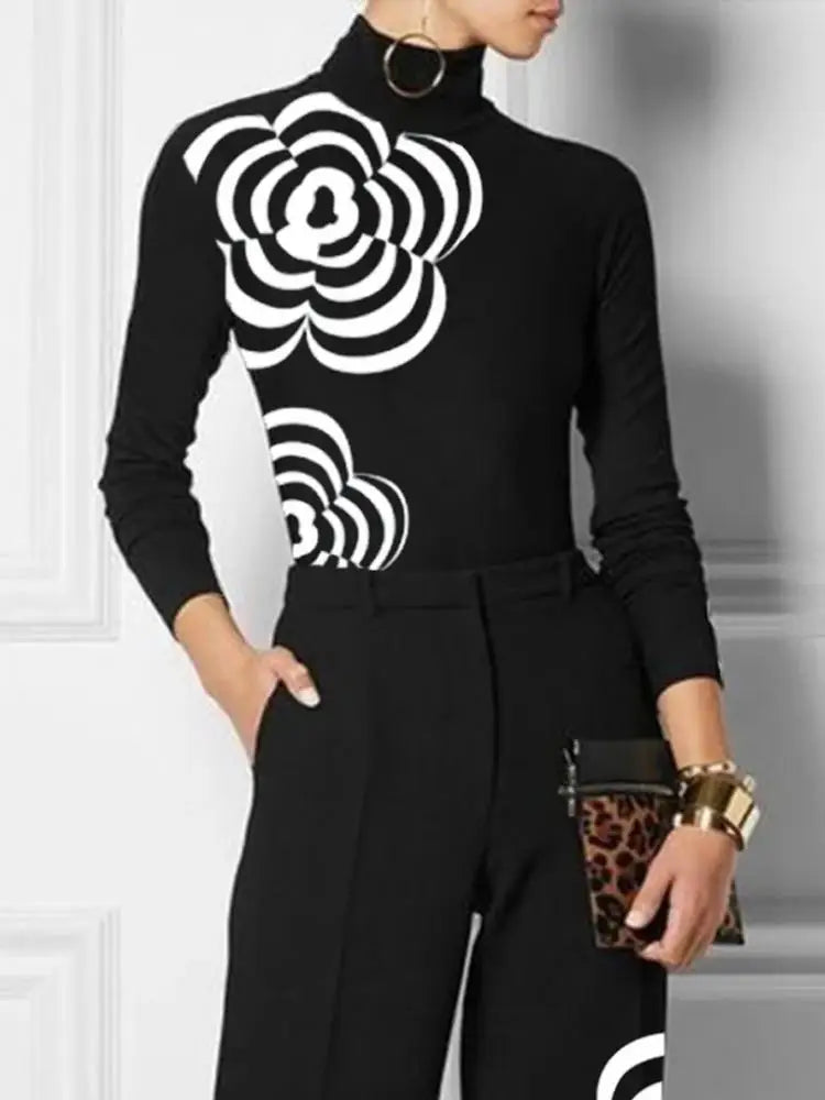 Women’s Flower Print Long Sleeve Top