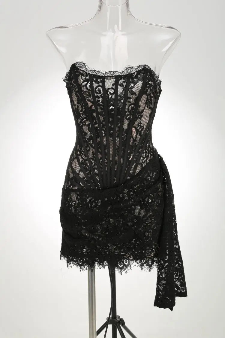 Women’s Strapless Lace Evening Dress