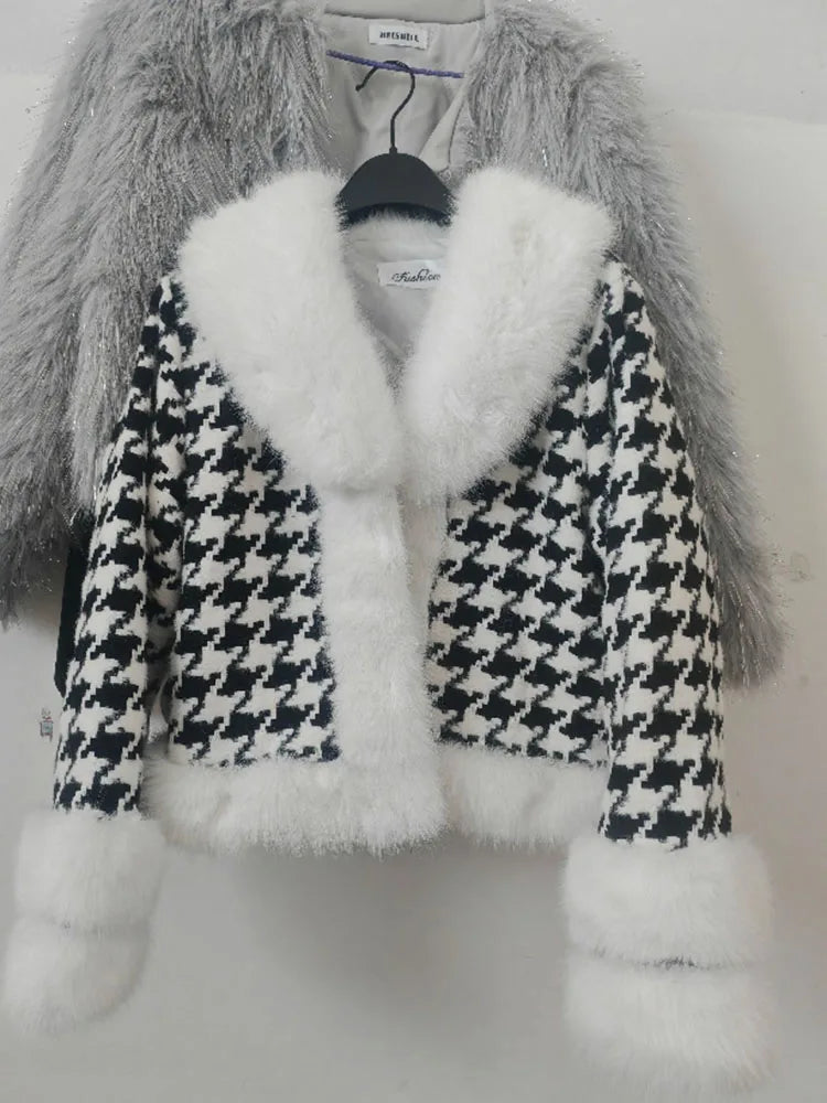 Montelle Tweed Fur Coat