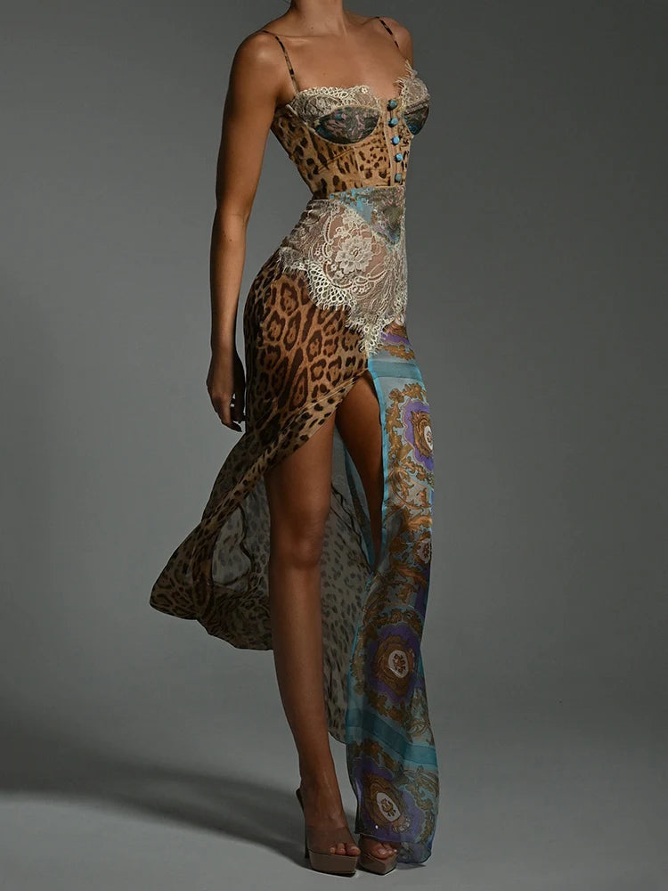 Nuria Print Lace Maxi Dress