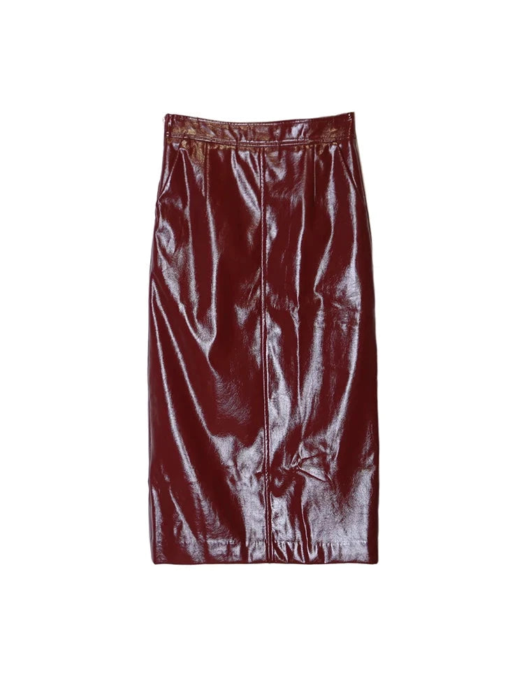 Aurora Leather Midi Skirt