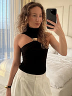 Turtleneck Knit Tank Top