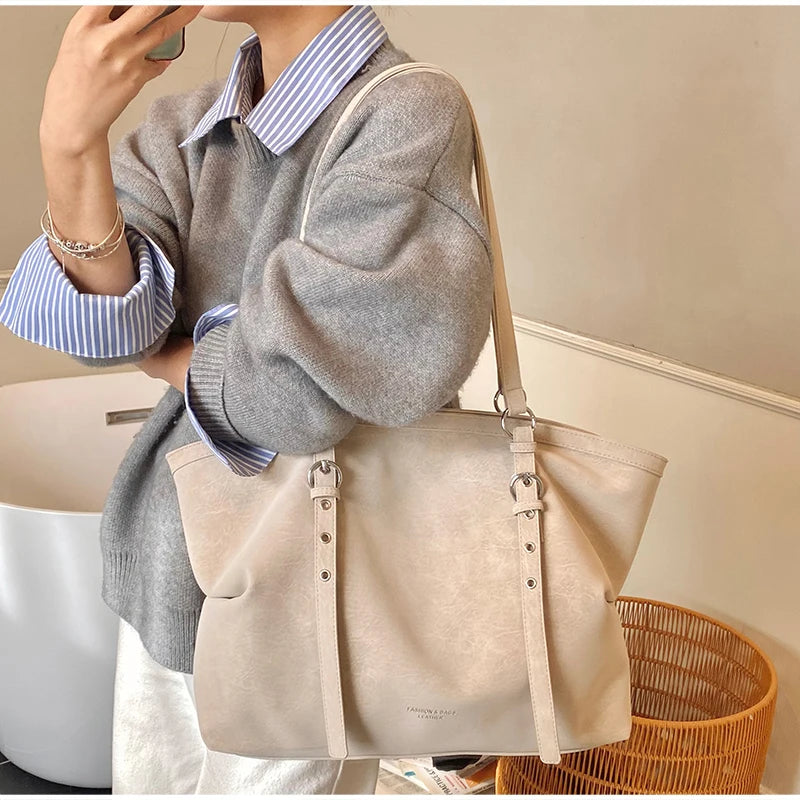 Mirella Suede Buckle Tote Bag