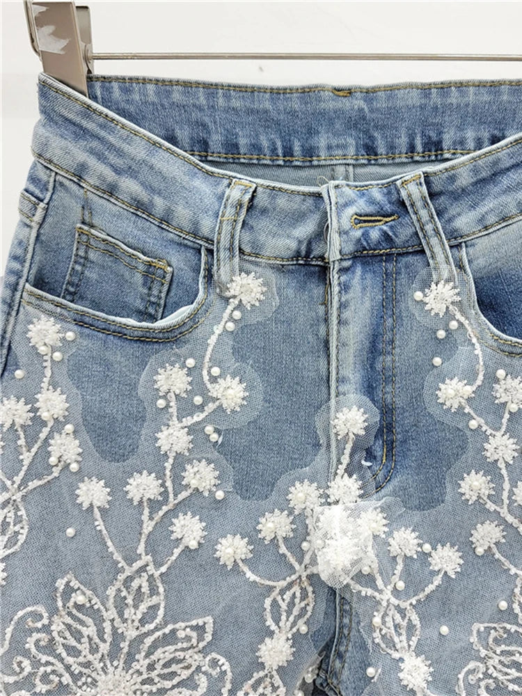 Kim Flower Denim Shorts