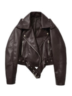 Vintage Belted Moto Faux Leather Jacket
