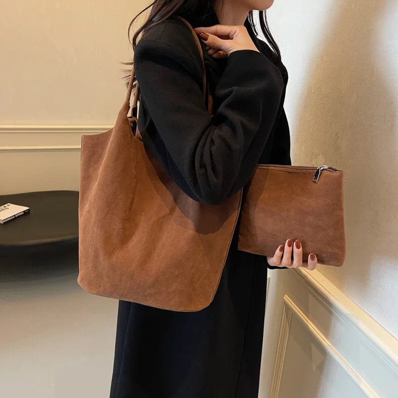 Isabelle Suede Shoulder Tote