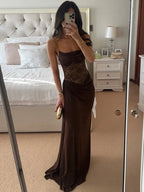 One Shoulder Lace Maxi Dress