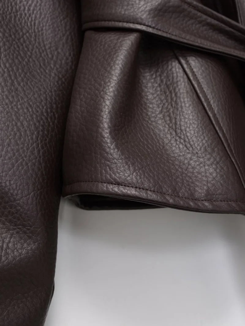 Valentina Belted PU Leather Jacket