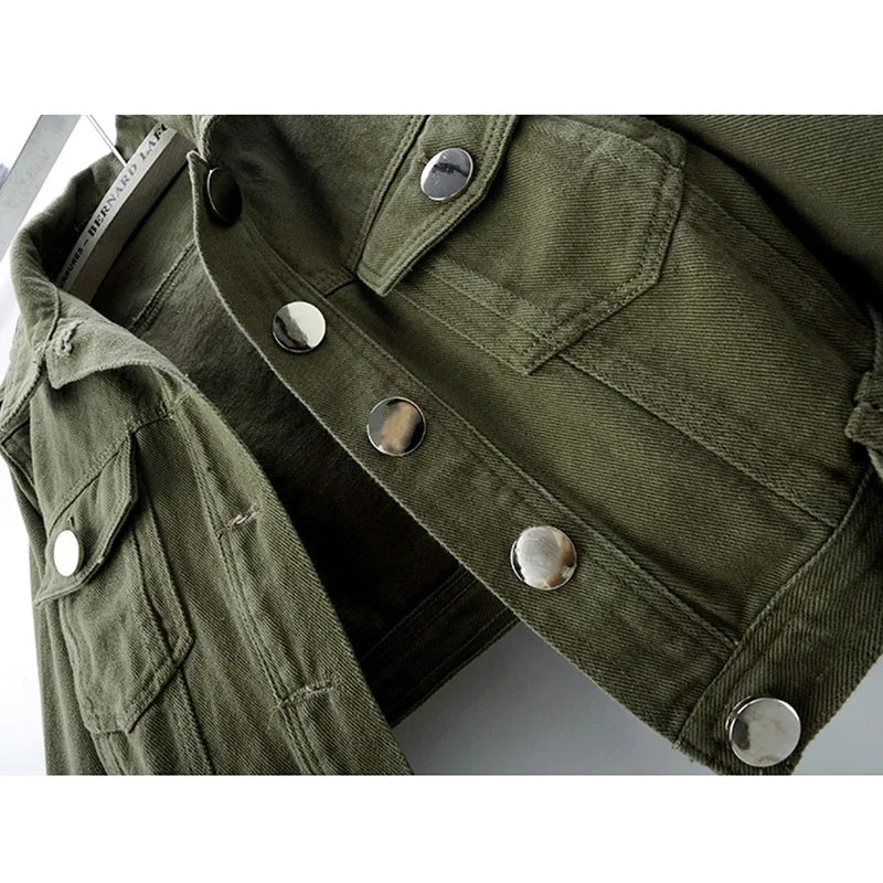 Women’s Army Green Denim Jacket