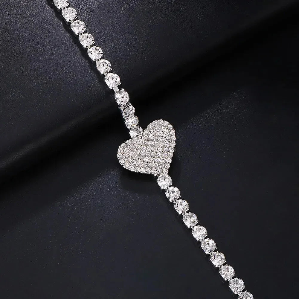 Rhinestone Heart Chest Necklace
