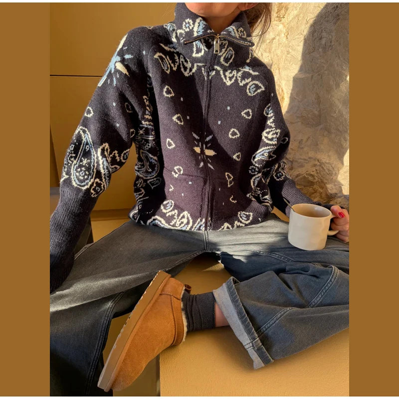 Women’s Jacquard Zip Cardigan