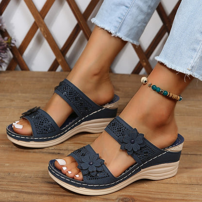 Flower Wedge Sandals