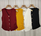 V-Neck Ruched Waist Vest