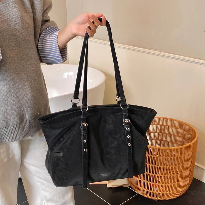Mirella Suede Buckle Tote Bag