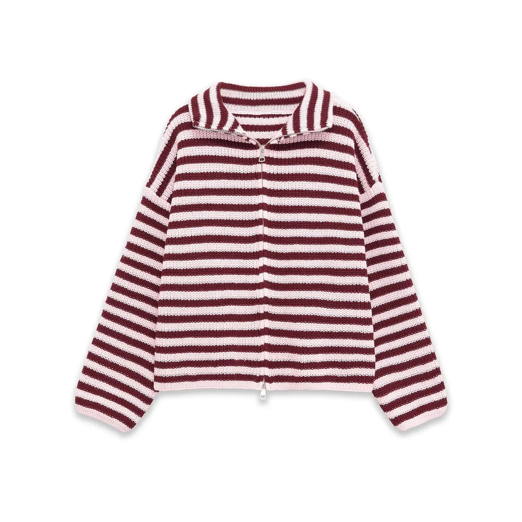 Rosalie Striped Zip-Up Cardigan