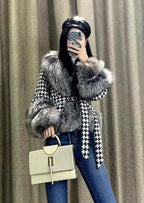 Montelle Tweed Fur Coat