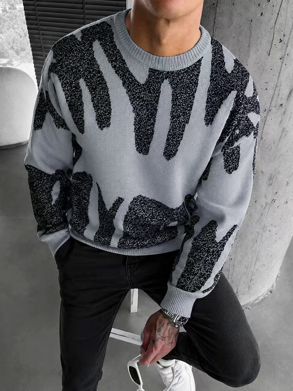 Milo Abstract Jacquard Knit Sweater