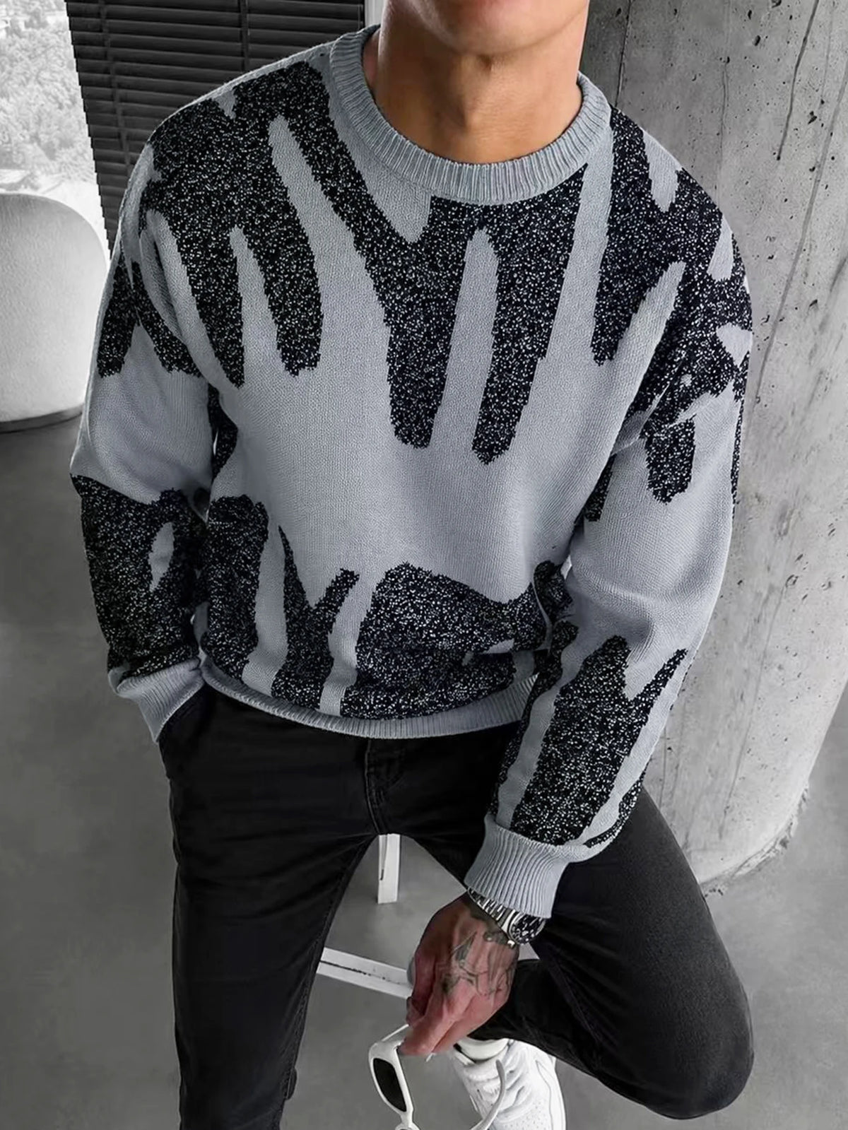 Milo Abstract Jacquard Knit Sweater