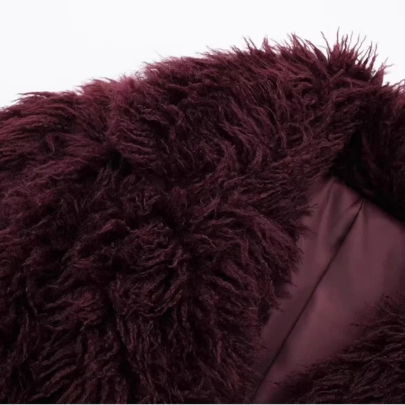 Amara Burgundy Faux Fur Cardigan