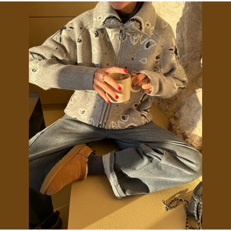 Women’s Jacquard Zip Cardigan