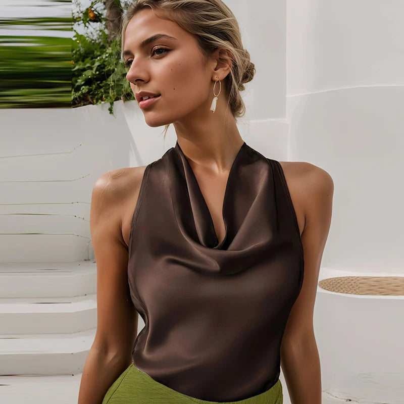 Women’s Satin Halter Corset Top