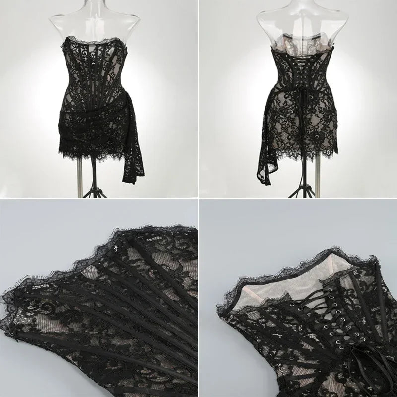 Women’s Strapless Lace Evening Dress