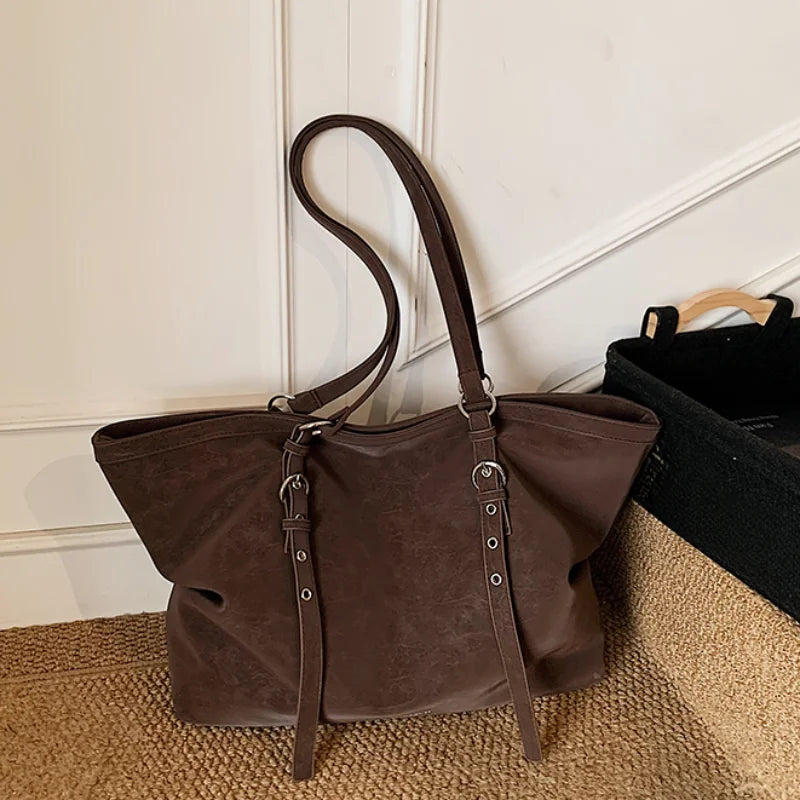 Mirella Suede Buckle Tote Bag
