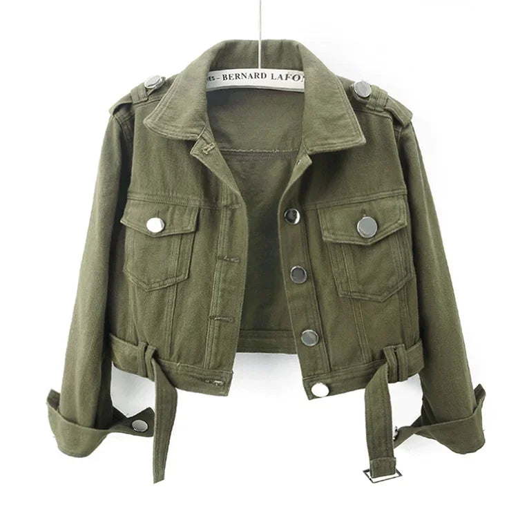 Women’s Army Green Denim Jacket